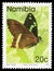 Postage stamp printed in Namibia shows Narrowly Green-banded Swallowtail Papilio nireus lyaeus, Butterflies serie, circa 1993