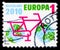 Postage stamp printed in Netherlands shows Bicycle with Globes as Wheels, Five for Europe serie, circa 2010