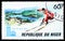 Postage stamp printed in Niger shows Giant slalom, Winter Olympics, Lake Placid serie, circa 1979