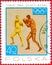 Postage stamp printed in Poland with a picture of a boxing, with the inscription `Tokyo, 1964`