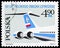 Postage stamp printed in Poland shows IL 62 jet, 1975, 50th anniversary Of Polish air post stamps serie, circa 1975