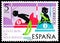 Postage stamp printed in Spain shows Seat belts, Road Safety serie, circa 1976
