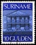 Postage stamp printed in Suriname shows Central Bank, 10 F - Surinamese guilder, Paramaribo, Definitives serie, circa 1975