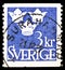 Postage stamp printed in Sweden shows Three Crowns, serie, circa 1964