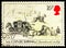 Postage stamp printed in United Kingdom shows Edinburgh Mail Snowbound, 1831, Postal service Bath-London serie, circa 1984