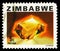 Postage stamp printed in Zimbabwe shows Citrine, Gems serie, 5 Zimbabwean cent, circa 1980