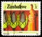 Postage stamp printed in Zimbabwe shows Maize, 3 Zimbabwean cent, National Infrastructure serie, circa 1985