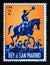 Postage stamp San Marino, 1962. Hunting Hound master on horseback