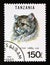 Postage stamp Tanzania, 1992. Persian Silver Tabby cat Felis silvestris catus