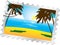 Postage stamp. Tropical beach