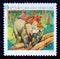 Postage stamp Vietnam, 1974. Asian Elephant Elephas maximus while moving Tree Trunks