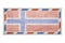 Postal envelope. Envelope with the image flag of Norway. Norwegian flag. Faded crumpled envelope with no postmark. Copy space.