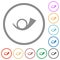 Postal round horn solid flat icons with outlines