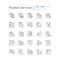 Postal services linear icons set