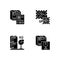 Postal shipping black glyph icons set on white space