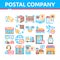 Postal Transportation Company Icons Set Vector