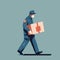 A postal worker carrying a box of medical supplies symbolizing how easily accessible the health services are.. AI