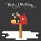 Postbox and bird for christmas winter theme poster flat style