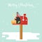 Postbox and bird for christmas winter theme poster flat style