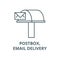 Postbox,email delivery vector line icon, linear concept, outline sign, symbol