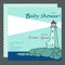 Postcard Baby shower card with marine motive lighthouse over the seaÐ± Basic CMYK