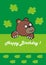 Postcard, bear, Birthday card, vector funny illustration