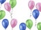 Postcard Birthday watercolor design congratulation invitation design Balloons Gift Stars Confetti