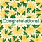 Postcard - Congratulations! Yellow background flowers, green lettering