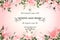 Postcard with delicate flowers roses. Wedding invitation, thank you, save the date cards, menu, flyer, banner template