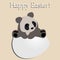 Postcard a happy Easter. festive baby poster Panda bear on the e