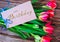 postcard , Internet banner with a birthday greeting, with the inscription - happy birthday, a bouquet of flowers with a note of