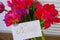 postcard , Internet banner with a birthday greeting, with the inscription - happy birthday, a bouquet of flowers with a note of