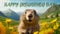 Postcard National Groundhog Day with Text, February 2nd. Cute Groundhog in Meadow with