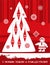 Postcard, New year, Christmas, red background, tree, North, Russian language.