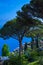 Postcard overlooking the Gulf of Salerno in the Tyrrhenian Sea from the Villa Rufolo Gardens in Ravello, Campania, Italy