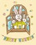 postcard rabbit family window garland