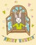 postcard rabbit open window garland