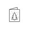 postcard, tree, Christmas line icon on white background