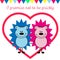 Postcard Valentine\'s Day with hedgehogs