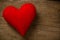 Postcard for Valentine\'s day, Textile heart on wood