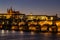 Postcard view of night Prague panorama, capital of the Czech republic.Amazing European cityscape.Prague Castle,Charles Bridge,