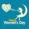 Postcard women day, with silhouette crescent moon and women and love flowers