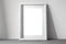 Poster 3d Portrait Wooden frame mockup on white wall. Clean, modern, minimal frame. Empty frame Indoor interior, show text or