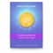 Poster with advertisement of virtual currency Bitcoin. Icon of money, golden digital coin. Design of banner with