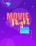 Poster Advertising Ticket Online Movie Night.