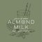 Poster with almond milk glass, retro hand drawn vector illustration.