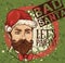 Poster for bad santa party with attractive man in Santa hat