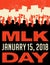 Poster or banner for Martin Luther King Day. Protest rally.