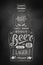 Poster bottle of beer with hand drawn lettering