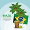 Poster brazil macaw drum palm flag